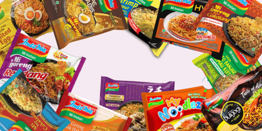 A close-up of Indomie instant noodle seasoning packets, featuring a mix of aromatic spices and savory sauces that elevate the flavor of the noodles.