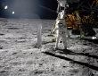 Exploring the Apollo 11 Moon Landing: Neil Armstrong takes his historic first step onto the lunar surface, planting the American flag.